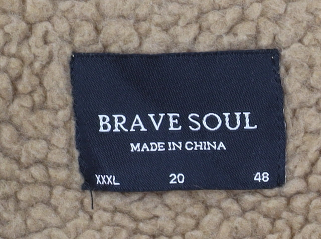Brave Soul Women Beige Fleece Jacket Size 20 Casual