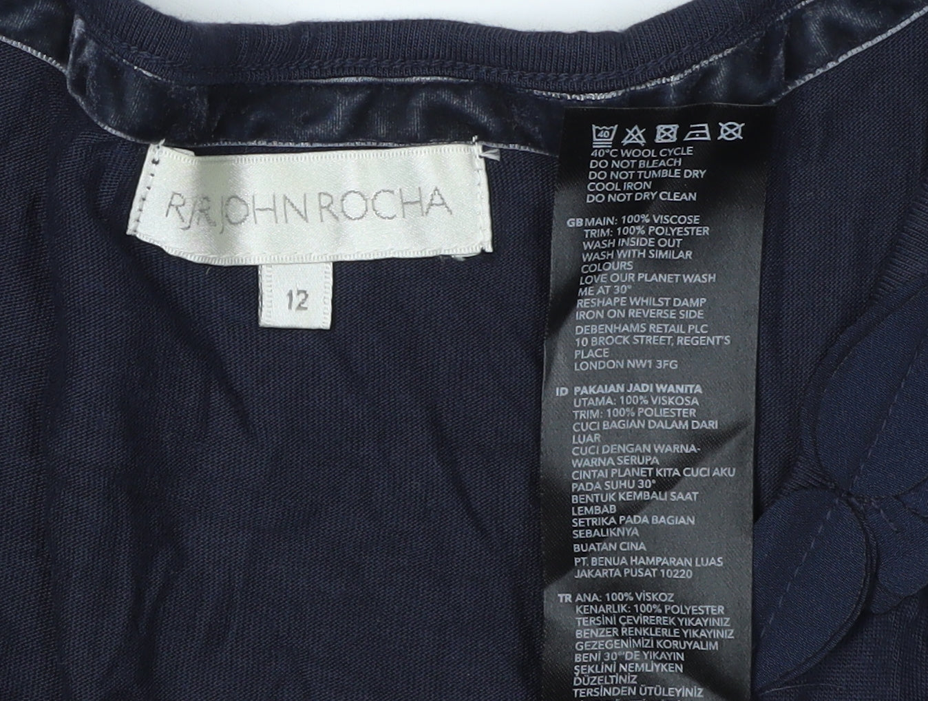 RJR.John Rocha Women's Blue V-Neck T-Shirt Size 12