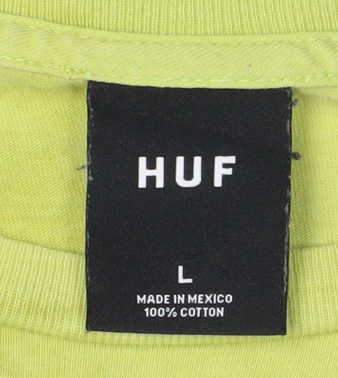 HUF Men's Green Long Sleeve Logo T-Shirt Size L