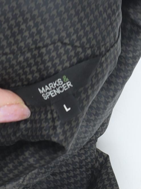 Marks & Spencer Women's Black Check Puffer Coat L