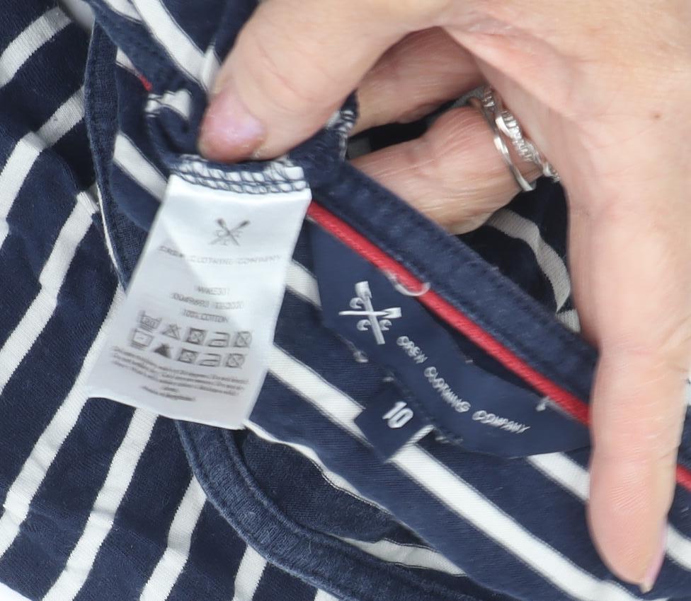 Crew Clothing Blue Striped T-Shirt Size 10