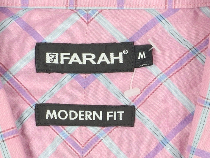 Farah Men's Pink Check Button-Up Shirt M
