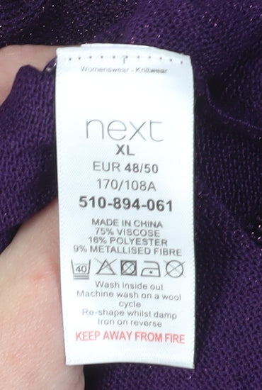Next Women's Purple XL V-Neck Dolman Pullover Jumper