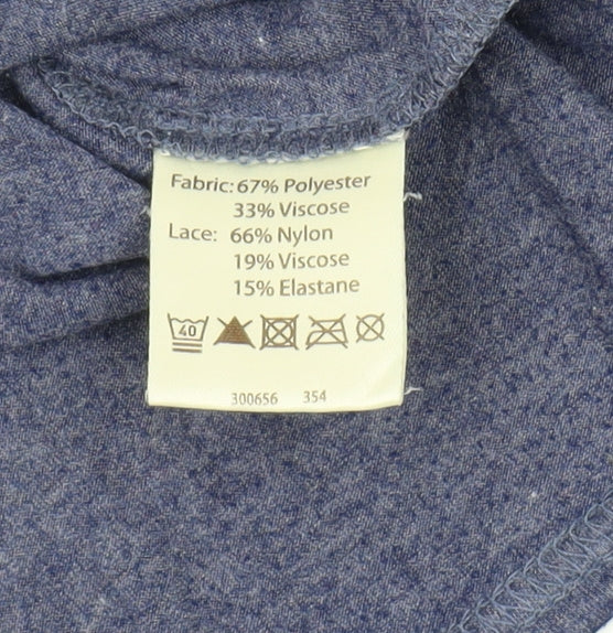 Phase Eight Blue Women's Blouse, Size 12, Crochet Detail