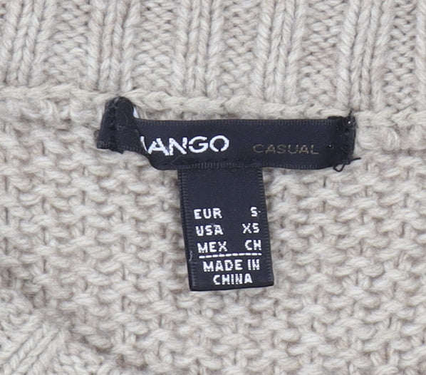 Mango Women's Beige Cable-Knit Pullover Jumper (S)