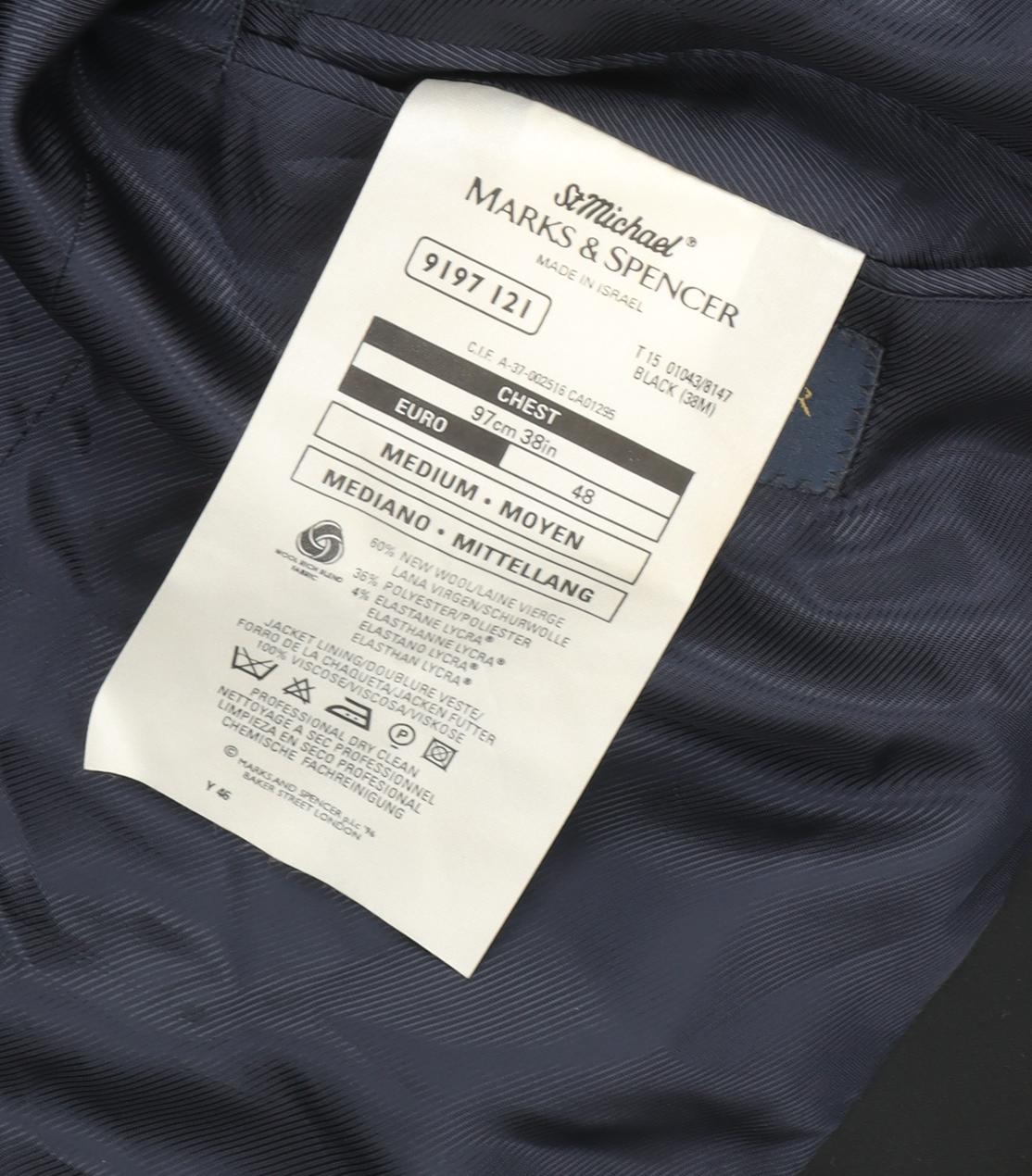 Marks & Spencer Men's Black Mid-Length Suit Jacket 38R