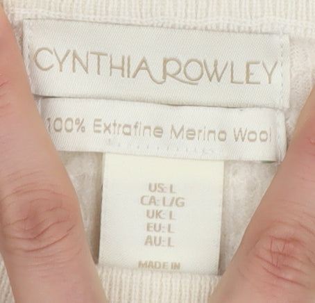 Cynthia Rowley Women's Ivory L Pullover Jumper