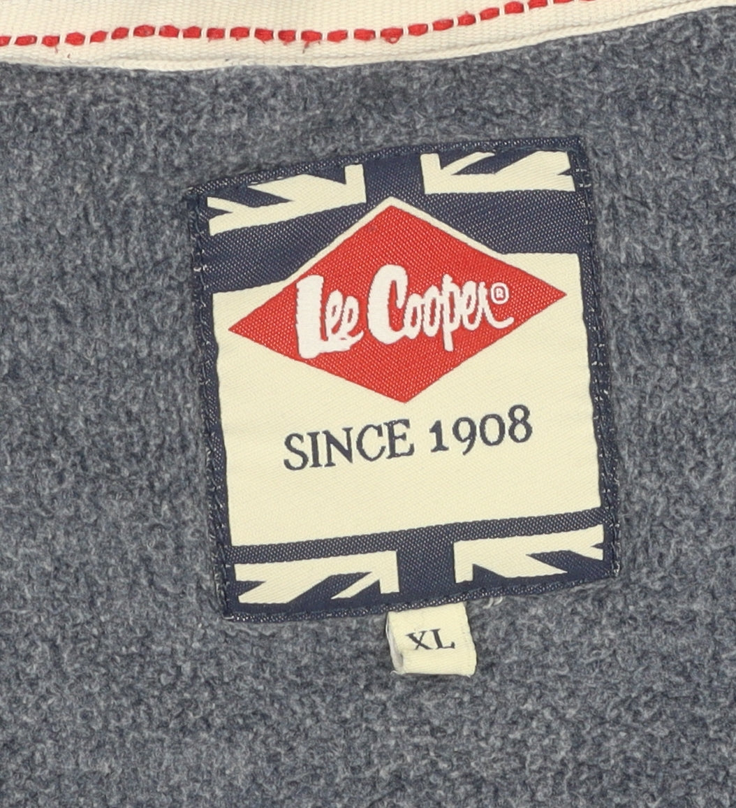 Brand and care label for Lee Cooper Men's Blue Hooded Jacket XL, Casual Knit Zip