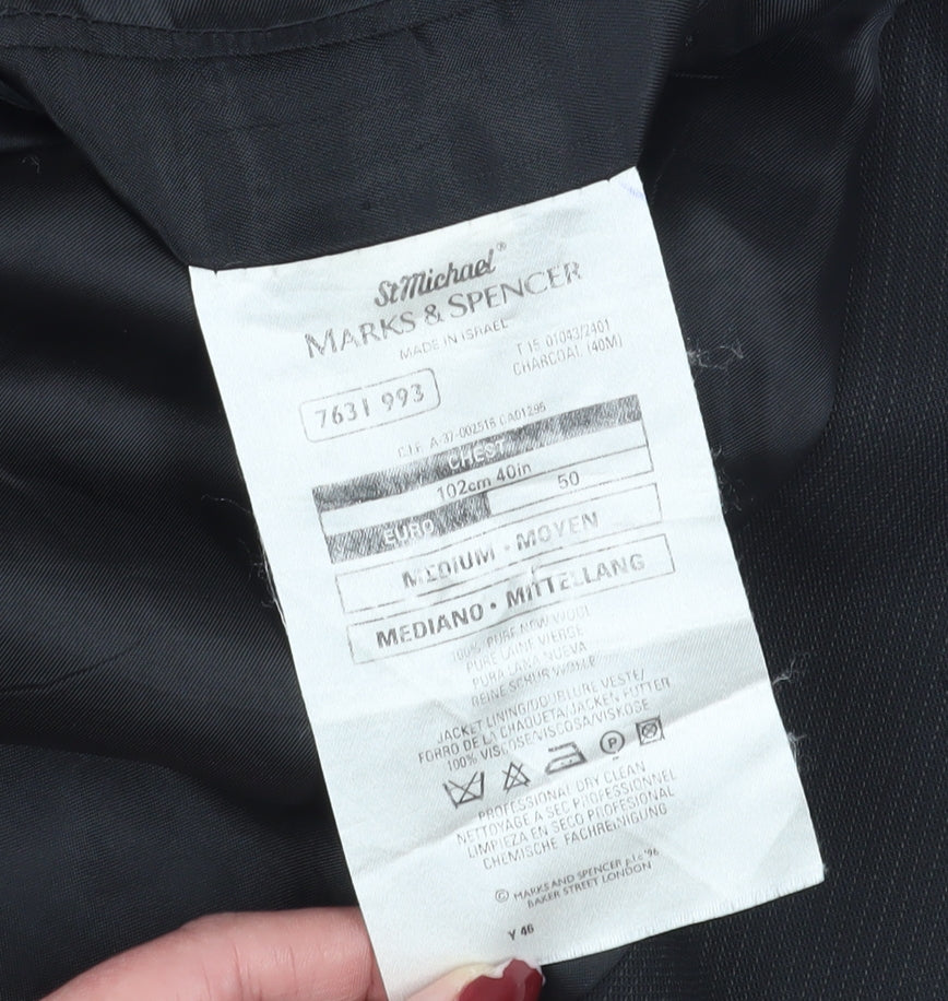 Marks & Spencer Men's Black Mid-Length Blazer, 40R