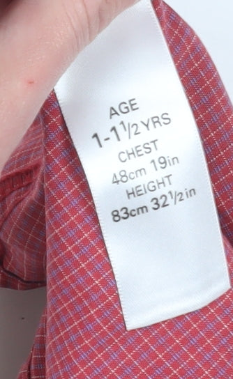 Marks & Spencer Red Check Dress Shirt 18-24 Months