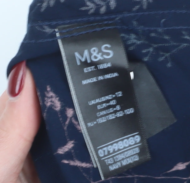 Marks & Spencer Women's Blue Floral Tunic Blouse Size 12
