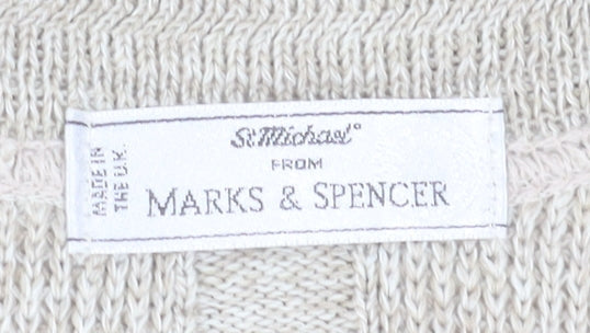 Marks & Spencer Men's Beige Cable-Knit Jumper, M