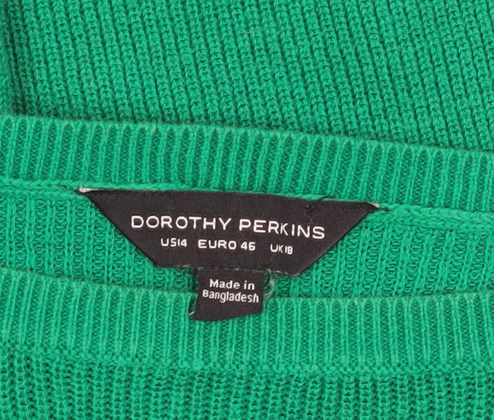 Dorothy Perkins Women's Green Cold Shoulder Jumper