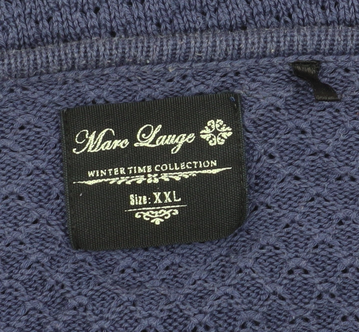 Marc Lauge Men's Blue Waffle-Knit Pullover, 2XL