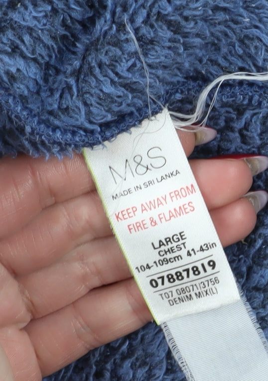 Marks & Spencer Men's Blue Fleece Hooded Sweatshirt L