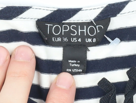 Topshop Women's Striped Blouse, Size 8, Cotton