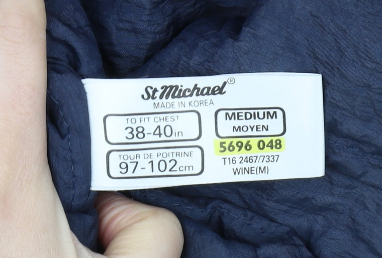St Michael Men's Wine Parka Jacket M Lined Casual Classic