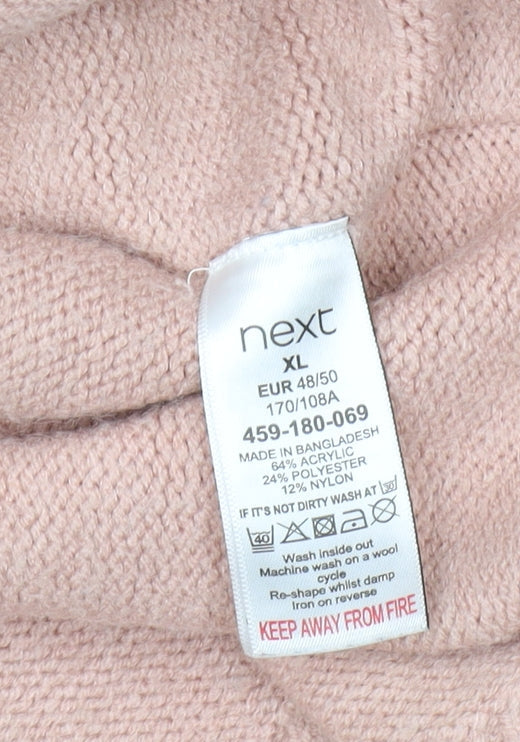 Next Women's Pink V-Neck Knit Pullover Jumper XL
