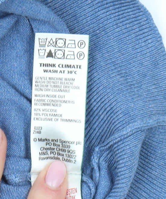 Marks and Spencer Women's Blue Roll Neck Jumper Size 16