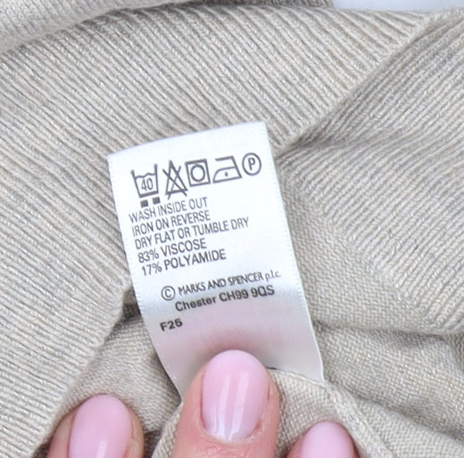Marks & Spencer Women's Beige V-Neck Pullover in Size 14