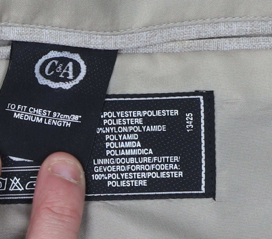 C&A Men's Beige Suit Jacket, Size 38R, Regular Fit