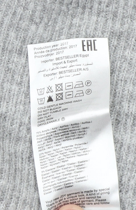 Jacqueline de Yong Women's Grey Cowl Neck Pullover Jumper Small