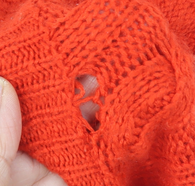 QED London Women's Orange Cable-Knit Pullover M