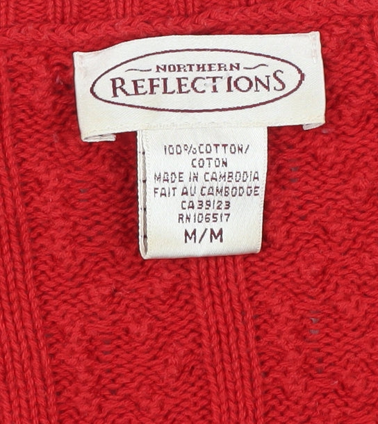 Northern Reflections Men's Red Cable-Knit Pullover Medium