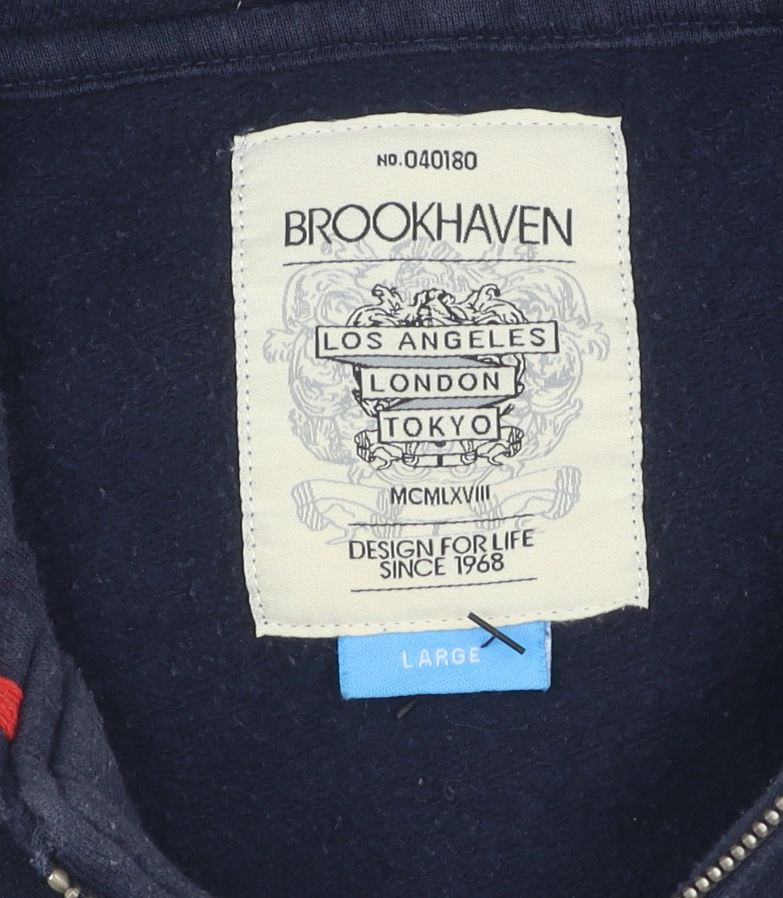 Brookhaven Unisex Blue Striped Hooded Jacket, L