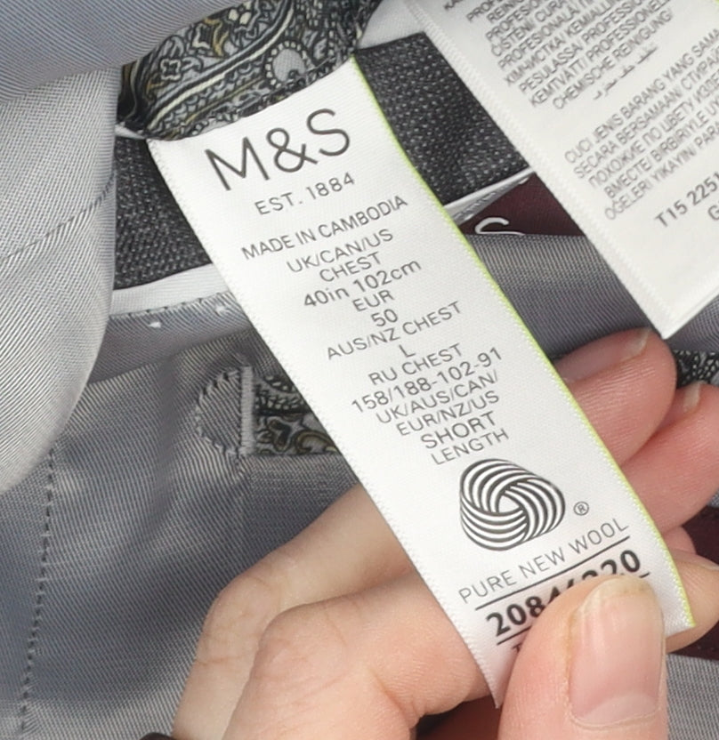 Marks & Spencer Men's Grey Wool Blazer 40S