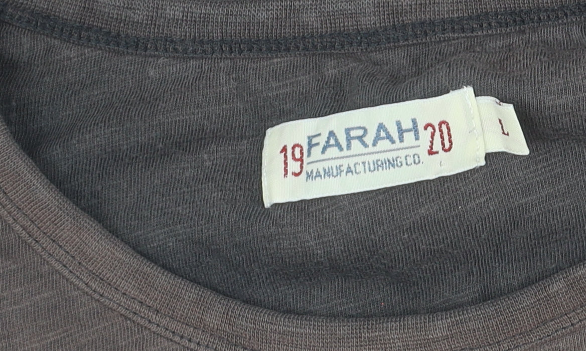 Farah Men's Black Cotton T-Shirt, Size L, Classic Fit