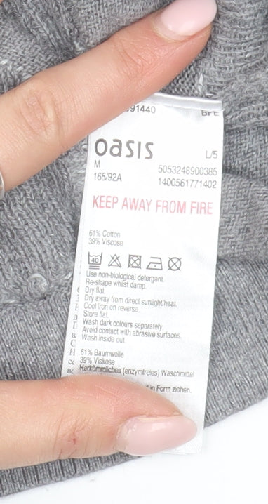 Oasis Women's Grey Polka Dot Pullover Jumper, M