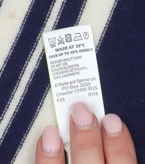 Marks & Spencer Women's Blue Striped Cashmere Cardigan