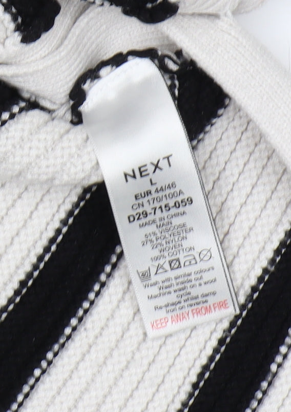 Next Women's Black Striped Pullover Jumper L