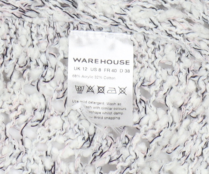 Warehouse Women's Grey Cardigan Size 12 Relaxed Fit