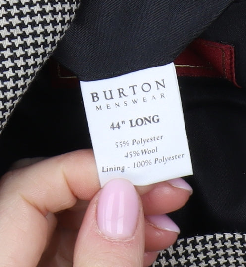 Burton Men's Grey Check Blazer 44L Three-Button