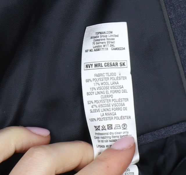 Topman Men's Blue Suit Jacket 40R Regular Fit