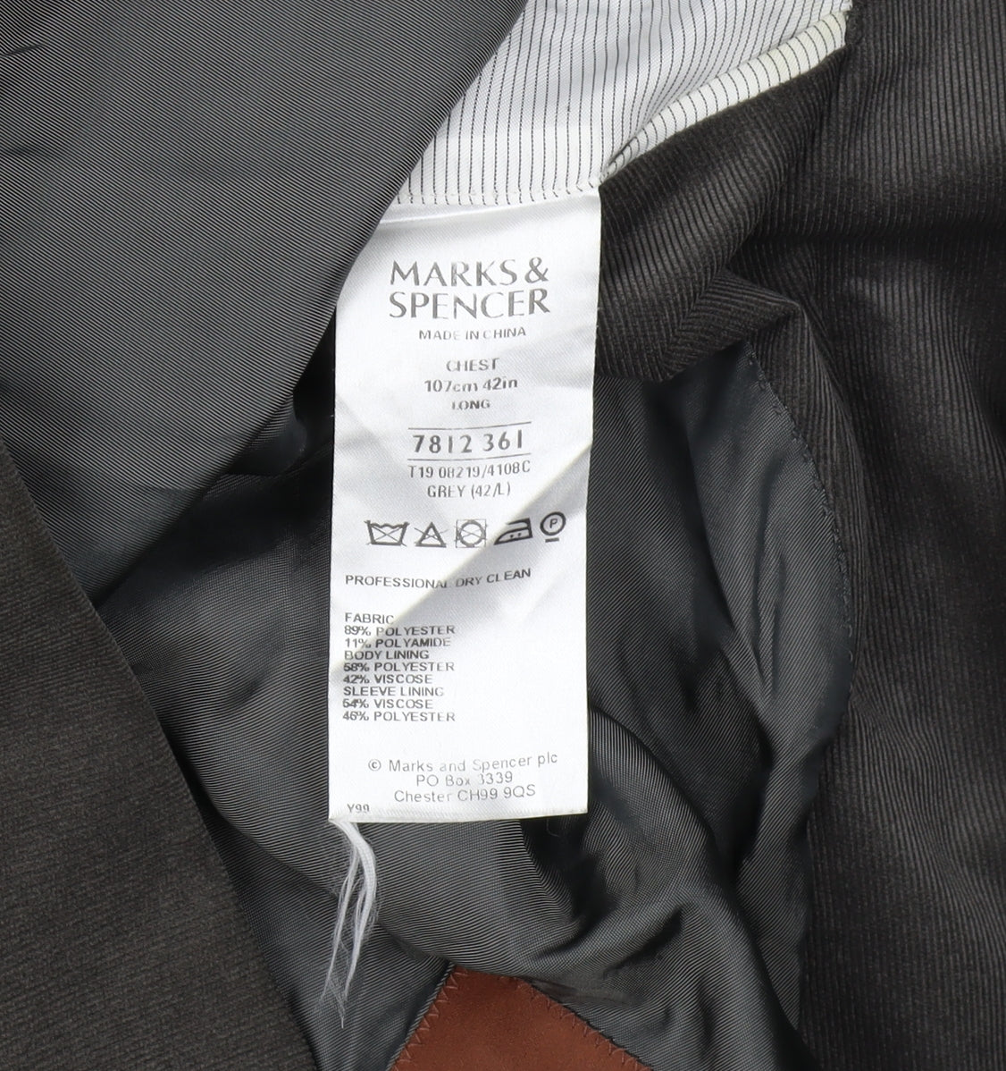 Marks & Spencer Men's Grey Blazer Size 42 Long Fit