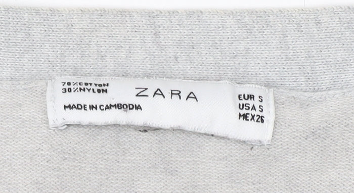 Zara Women's Grey Cardigan - Size 8, Pockets
