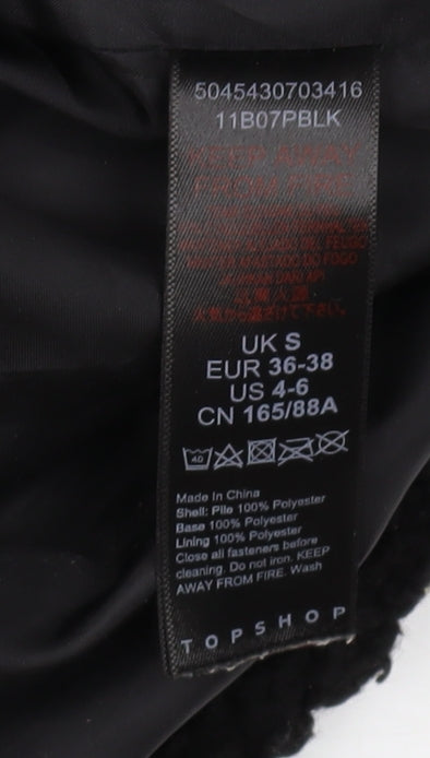 Topshop Women's Black Fleece Jacket S Casual