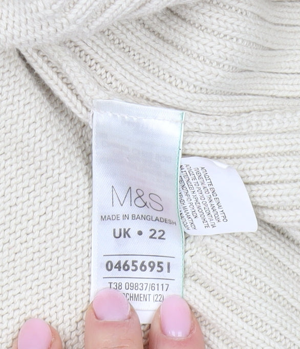 Marks & Spencer Ivory Full Zip Cotton Jumper UK 22