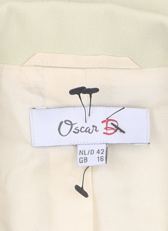 Brand and care label for Oscar B Women's Ivory Blazer, size 16