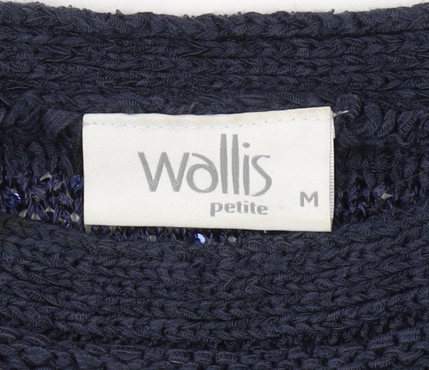 Wallis Women's Petite Blue Sequin Pullover Jumper Size 14