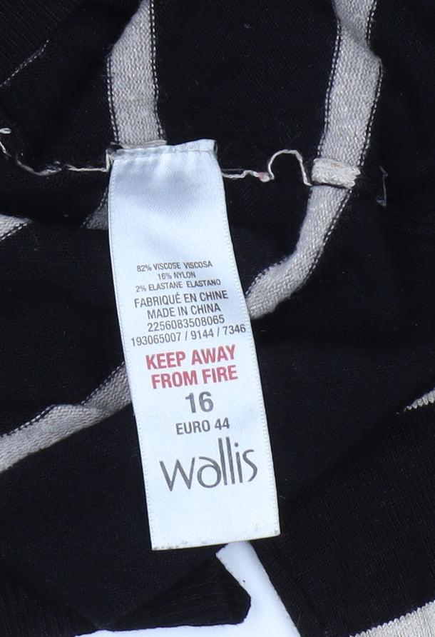 Wallis Women's Beige Black Striped Pullover Jumper Size 16