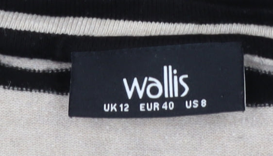 Wallis Women's Black Striped Pullover Jumper Size 12