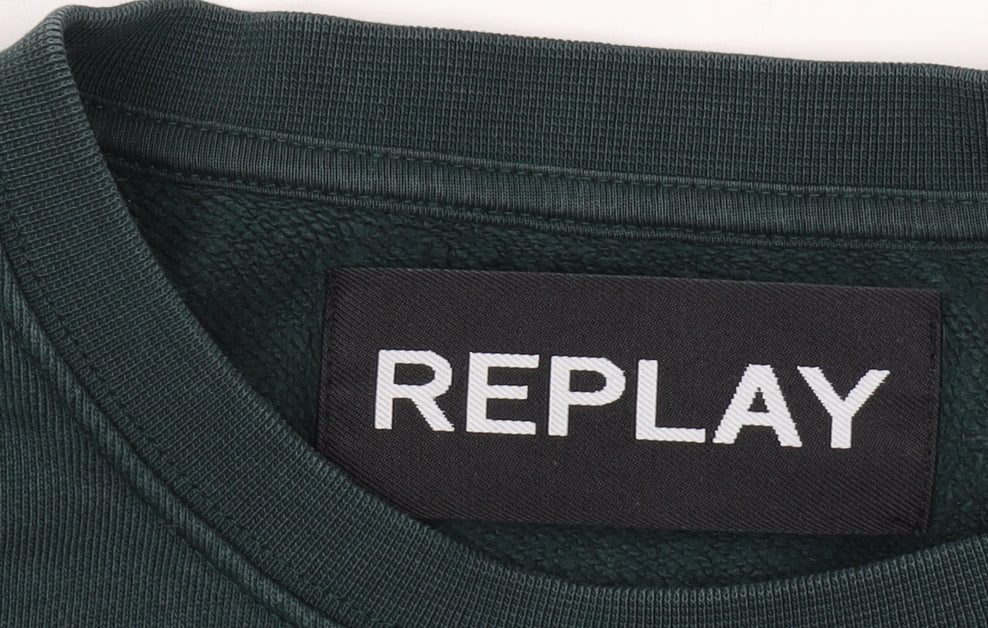 Replay Men's Green Logo Pullover Sweatshirt, Size S