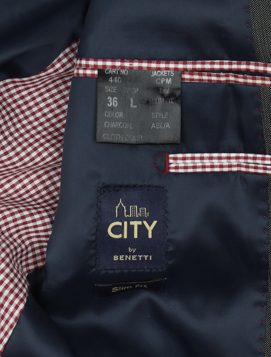 Benetti Men's Grey Slim Fit Blazer - Size 36L