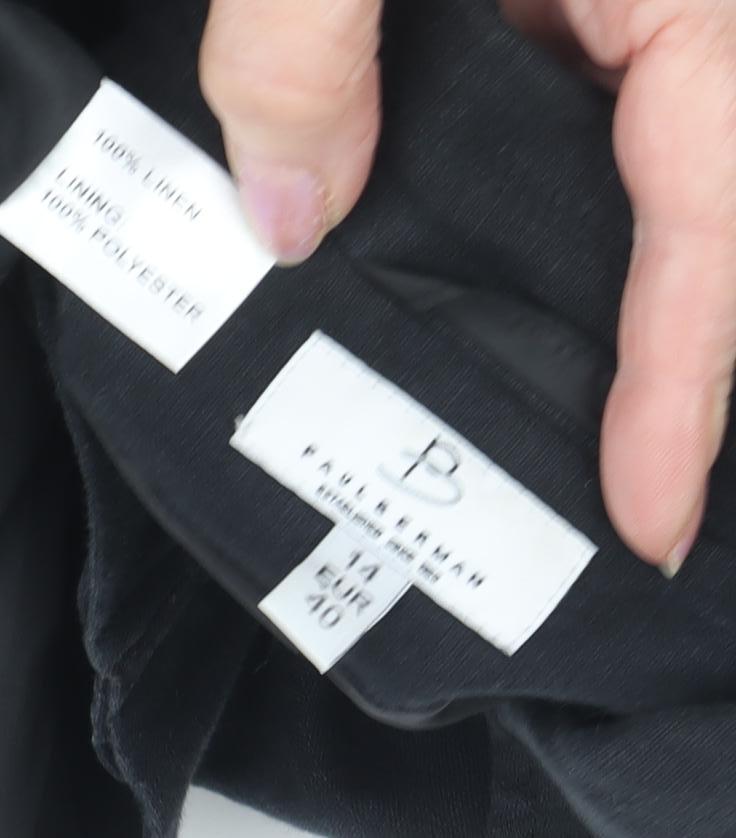 Paul Berman Women's Black Linen Jacket, Size 14, Full Zip