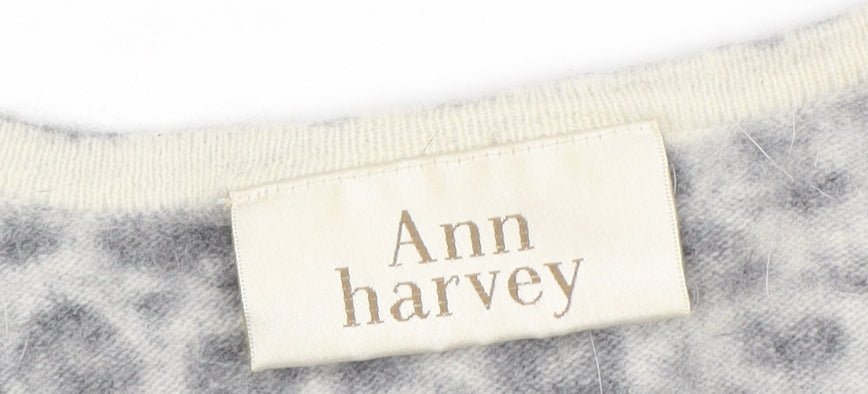 Ann Harvey Women's Grey Animal Print Cardigan, Size 16