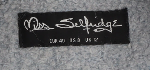 Miss Selfridge Women's Grey Wool Blend Overcoat Size 12